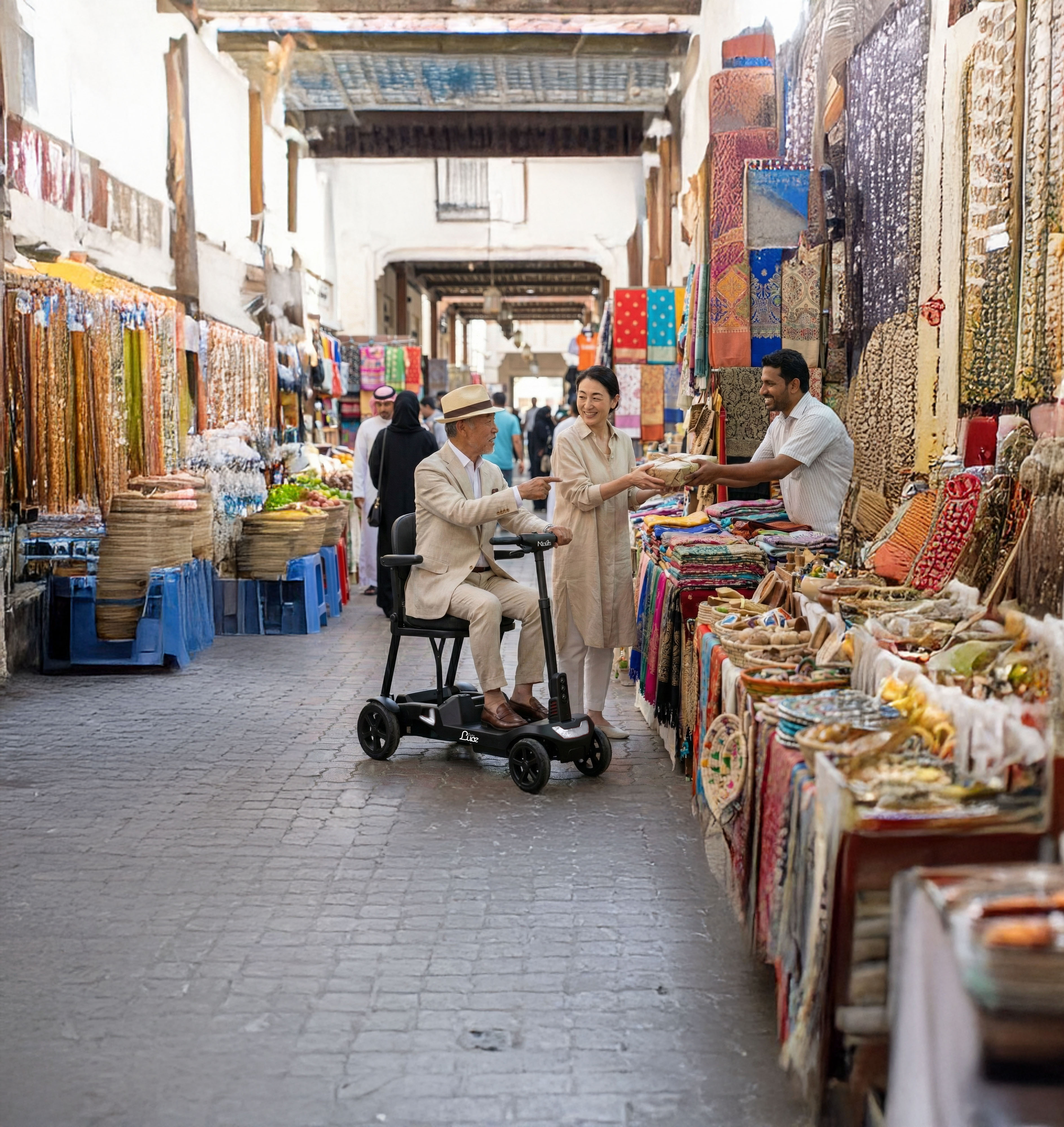 市場での買い物シーン